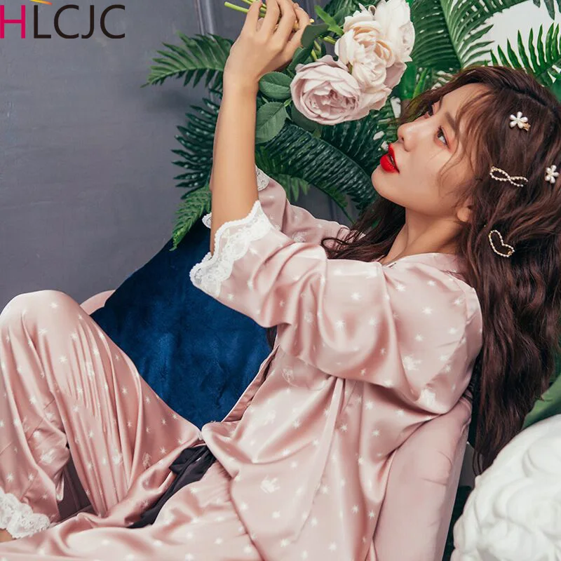 Новейшая Сексуальная Осенняя Женская одежда для сна с кружевом в виде снежинок