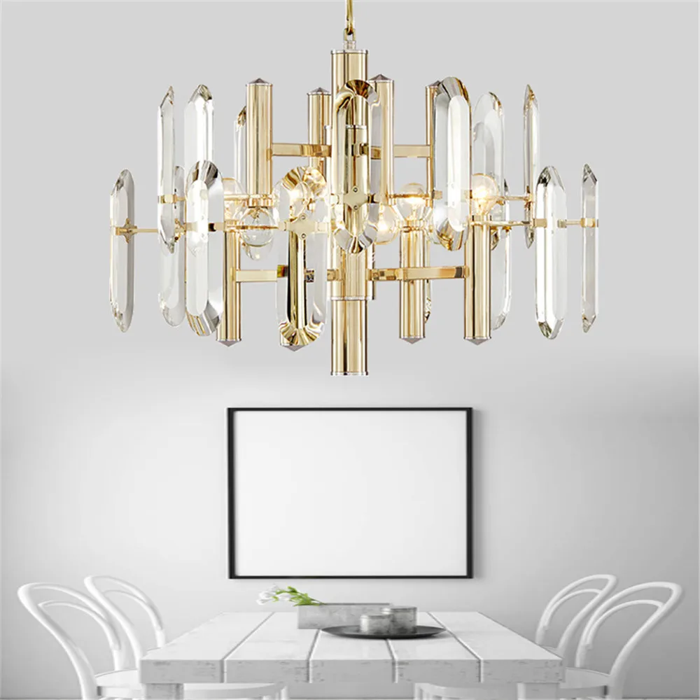 

Modern transparent crystal chandelier ceiling LED chandelier high-end hotel interior lighting decoration living room dining room