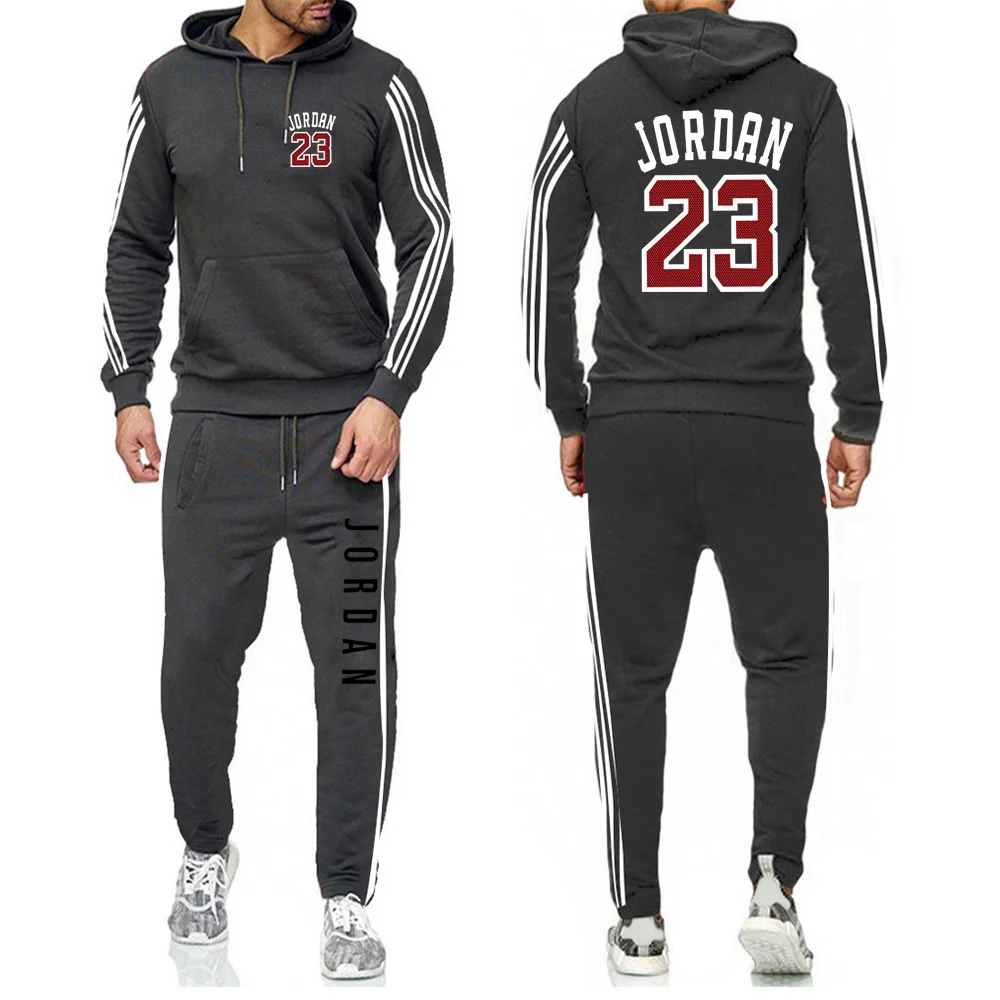 

Brand Fashion Sportswear Warm Men's Sports Patchwork Suit Hooded Sweater Sweat Shirt Fitness Pants Exercise Running Clothes