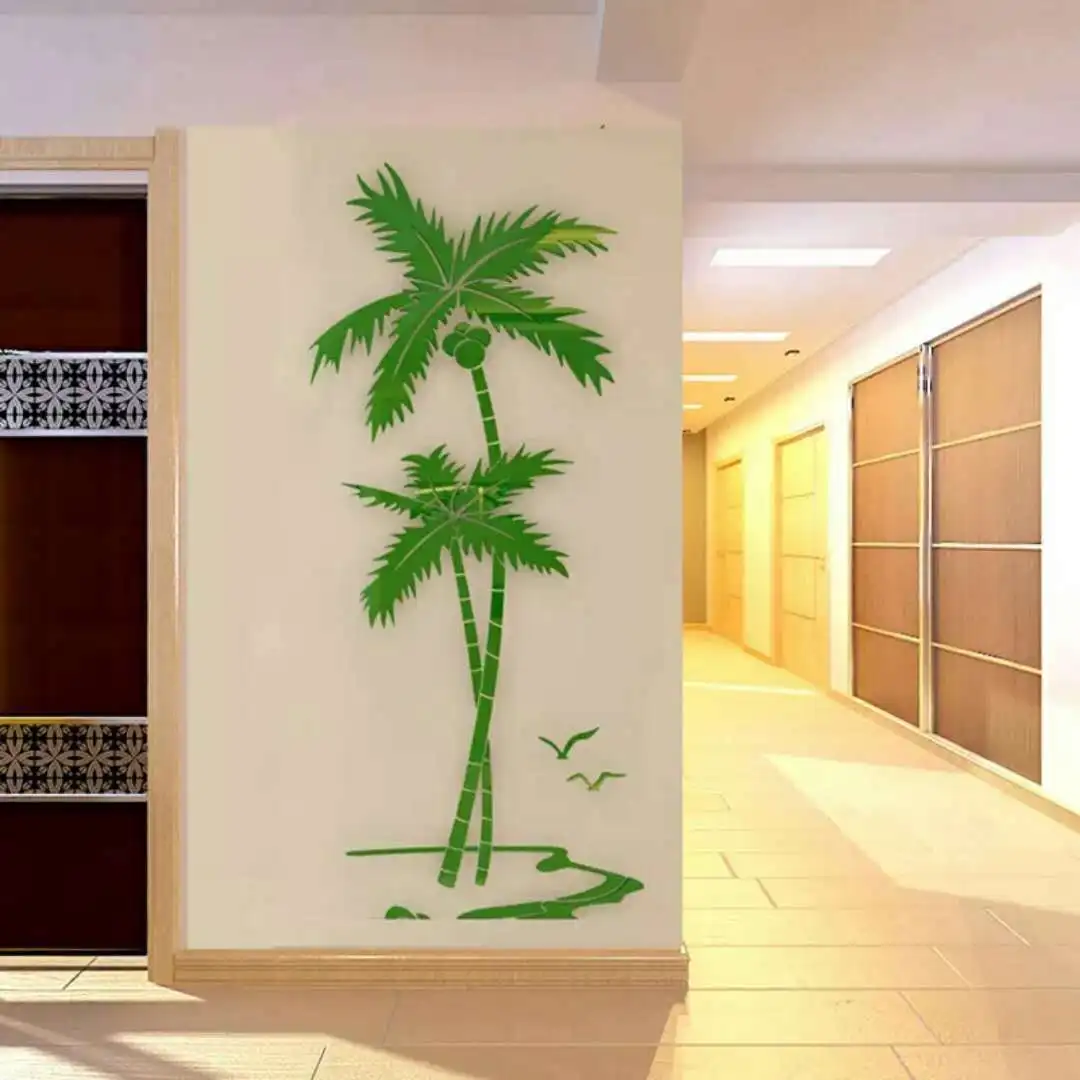 Кокосовое дерево 3D акриловые настенные наклейки ресторан ТВ фон настенное