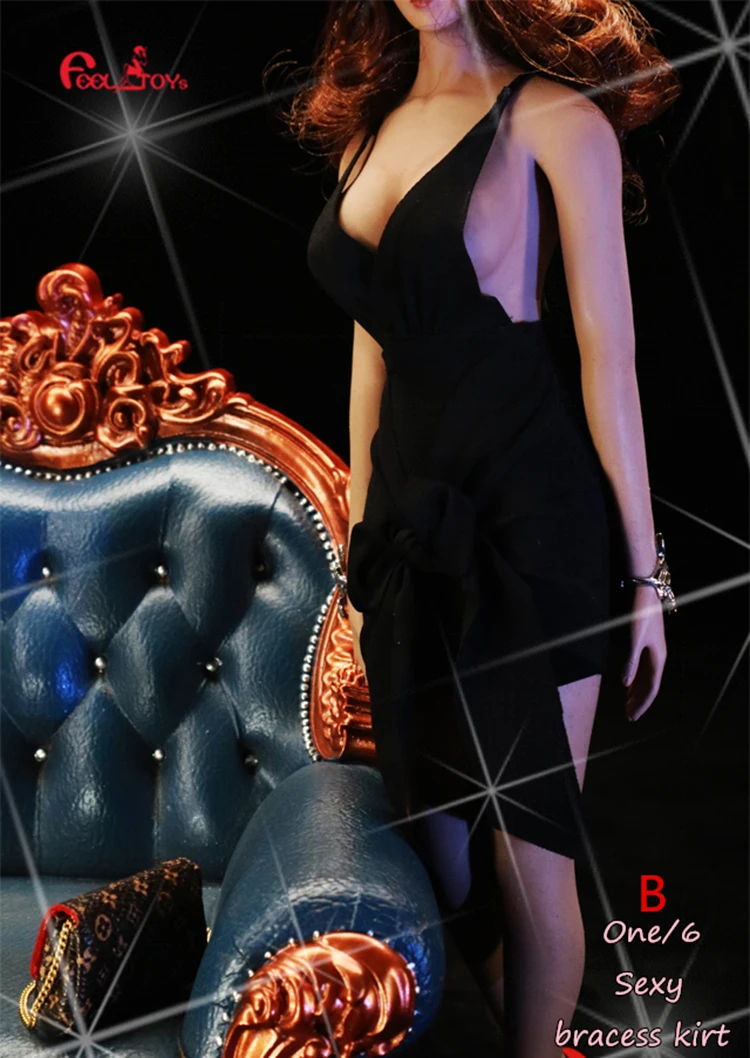 

In Stock FT012 1/6 Scale Sexy Women Tight Body Short Strap Strapless Female Nightclub Dress For 12" Action Figure Body