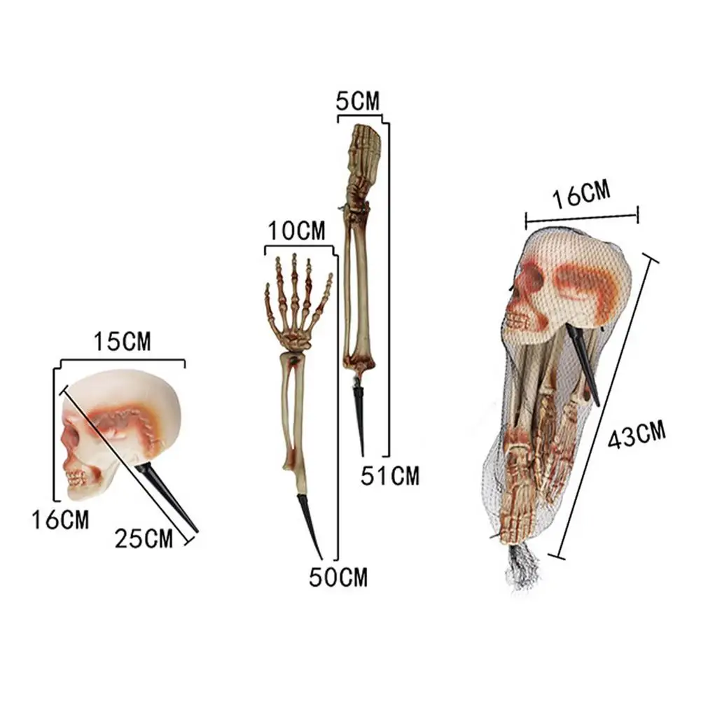 

5 Piece Skull Decoration Halloween Horror Dress Up Props PVC Material Reusable Halloween Party Decoration Accessories