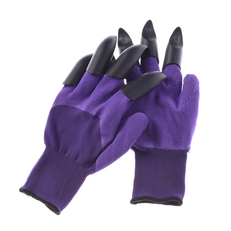 purple 8 claws 1 пара новых садовых перчаток для садовой копки, посадки сада, Genie перчаток с 4 ABS пластиковыми когтями - Цвет: purple 8 claws