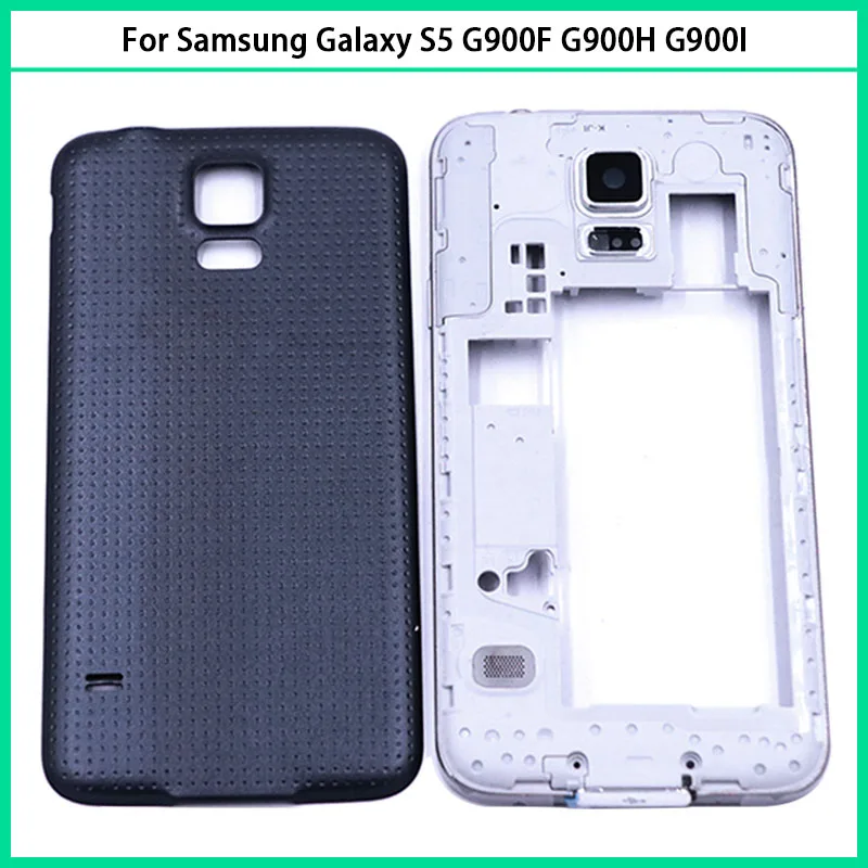 Для Samsung Galaxy S5 G900F G900H G900I G900 i9600 пластиковая средняя часть + задняя крышка батареи