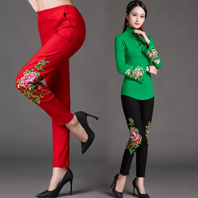 Брюки женские в этническом стиле повседневные брендовые элегантные