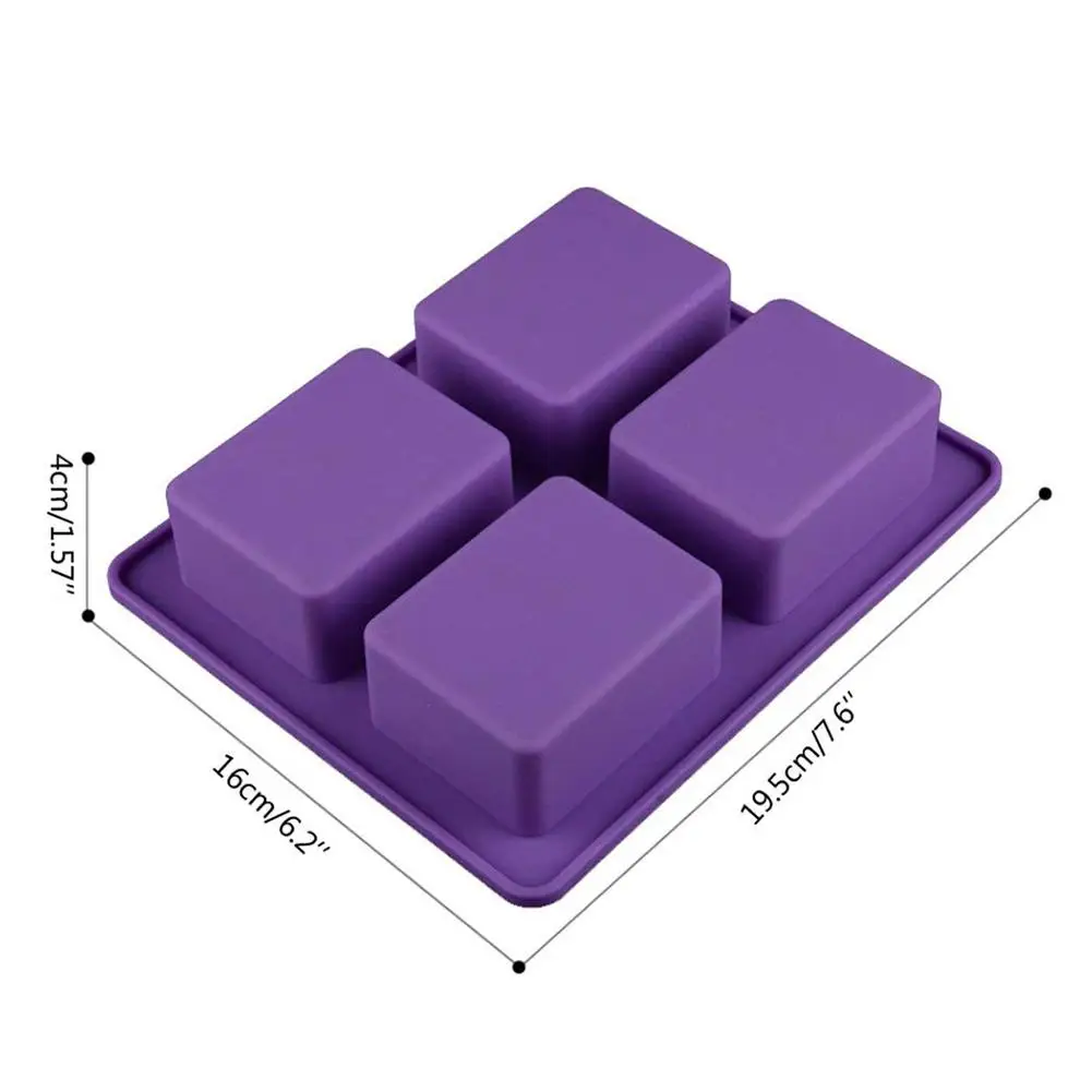 

4 Cavity Silicone Soap Mold Handmade Craft Soap Making Tool Forms Rectangle DIY Clay Soap Mold Tree Pattern Cake Baking Mould
