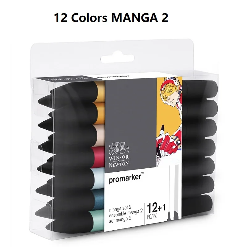 12 Colors MANGA2 WINSOR& NEWTON 6/12 видов цветов Двойные наконечники(1 мм/6 мм) Профессиональный маркер для белой доски рисунок товары для рукоделия - Цвет: 12 Colors MANGA2