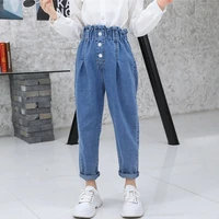 children classic blue jeans for girls spring outdoor active denim pants teens casual cozy slack jeans kids fall breathable pants