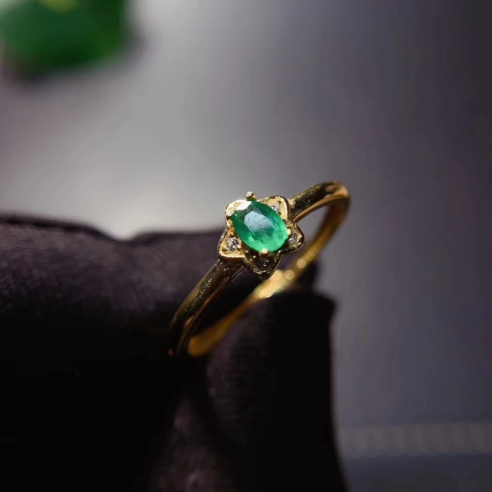 

chic new style natural green emerald ring for women jewelry natural gem real 925 silver good green coior girl birthday gift