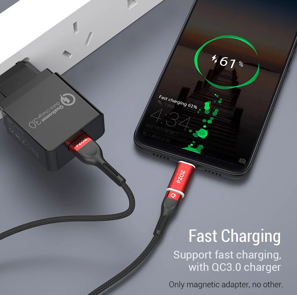 PZOZ Магнитный Кабель-адаптер Micro usb адаптер для быстрой зарядки телефона Microusb type-C магнитное зарядное устройство usb c для iphone xiaomi type C