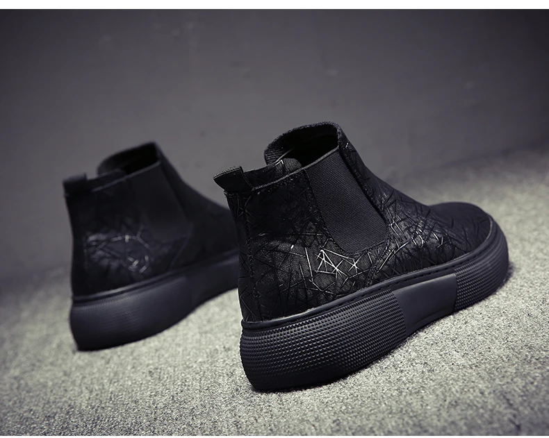 

men's fashion breathable chelsea boots soft leather shoes flats platform ankle