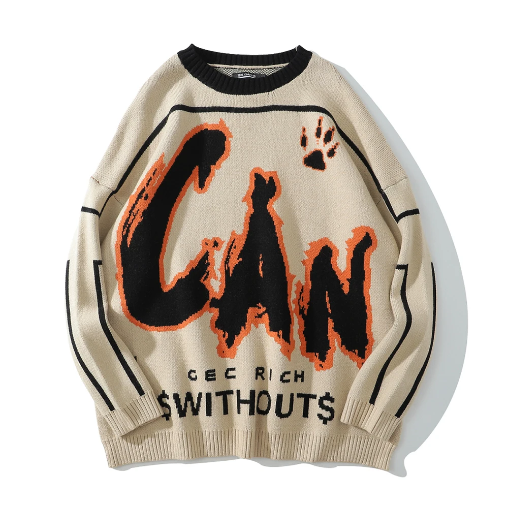 

Unisex Hip Hop Punk Oversized Harajuku Men Clothing Streetwear Mens Couple Clothes Sweater Fashion