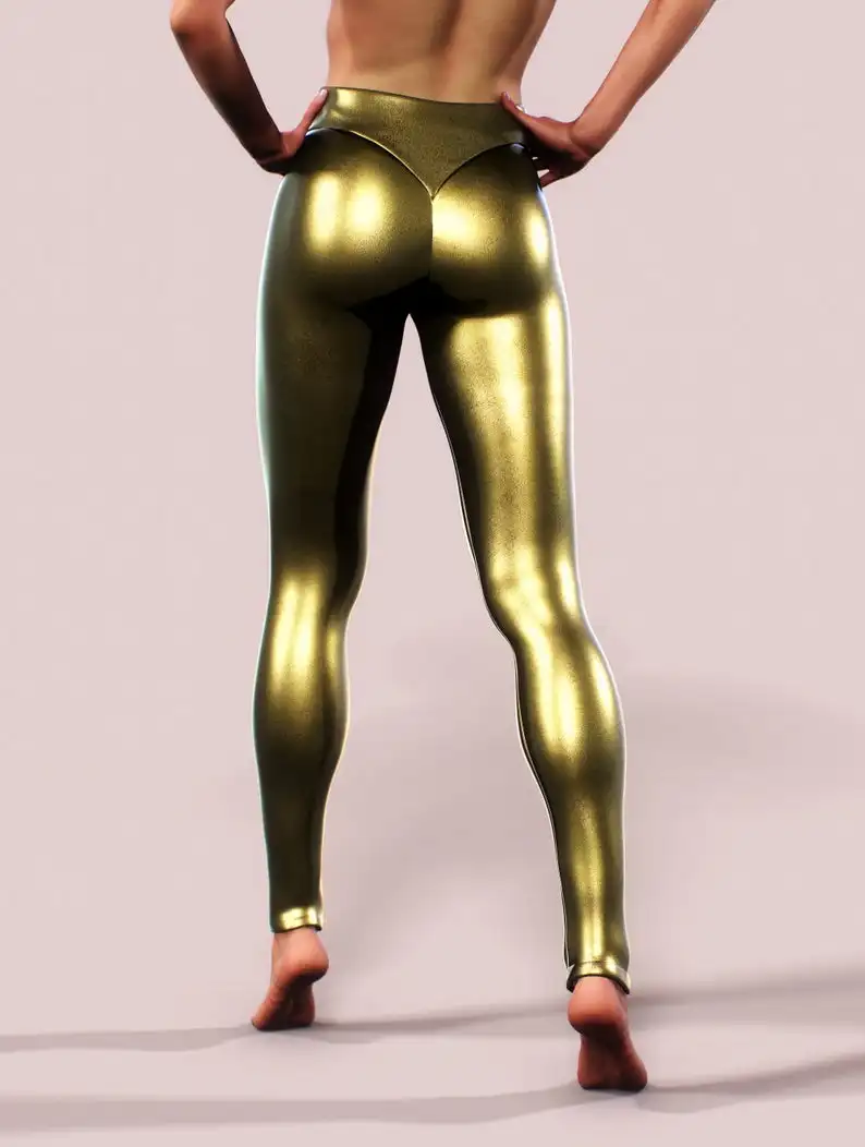 Леггинсы женские из искусственной кожи с V-образным вырезом спереди и сзади |