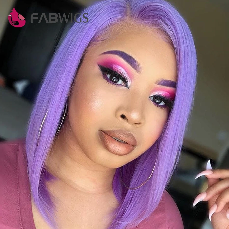 Fabwigs Лавандовый фиолетовый парик с Бобом спереди предварительно отобранный 13X4