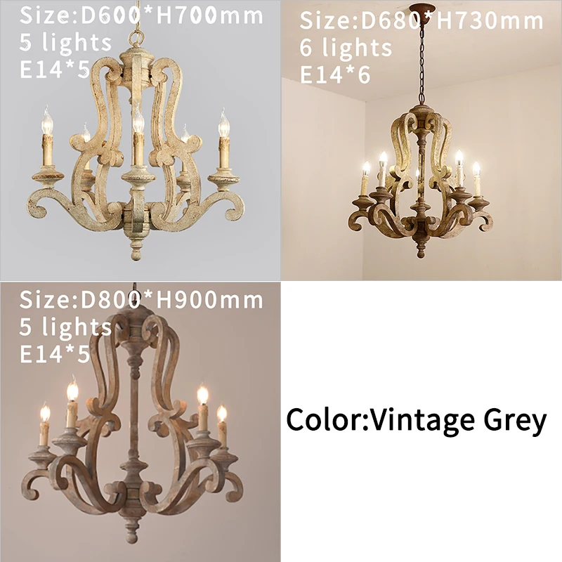 

White/Grey wooden chandelier lighting living room hanging light master bedroom antique suspended light big chandelier loft decor