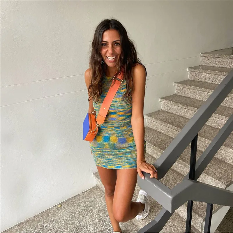 

women's casual Dresses 2021 spring and summer sleeveless slim color dress sweate slim fit hip dress woman slim clothing