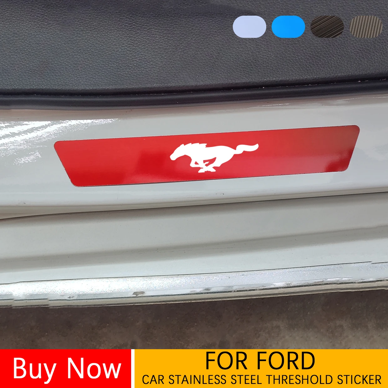 

Car Door Sill Scuff Plate Protector Threshold Pedal Trim Cover For Ford mustang Shelby GT500 GT350 Convertible Mach-E cobra 2