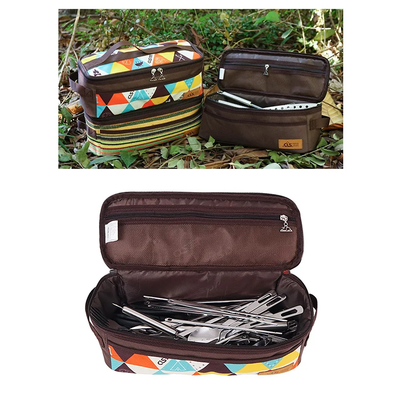 

Outdoor Camping Cookware Cutlery Utensil Storage Bag Portable BBQ Organizer Cooking Supplies Picnic Travel Hiking Container