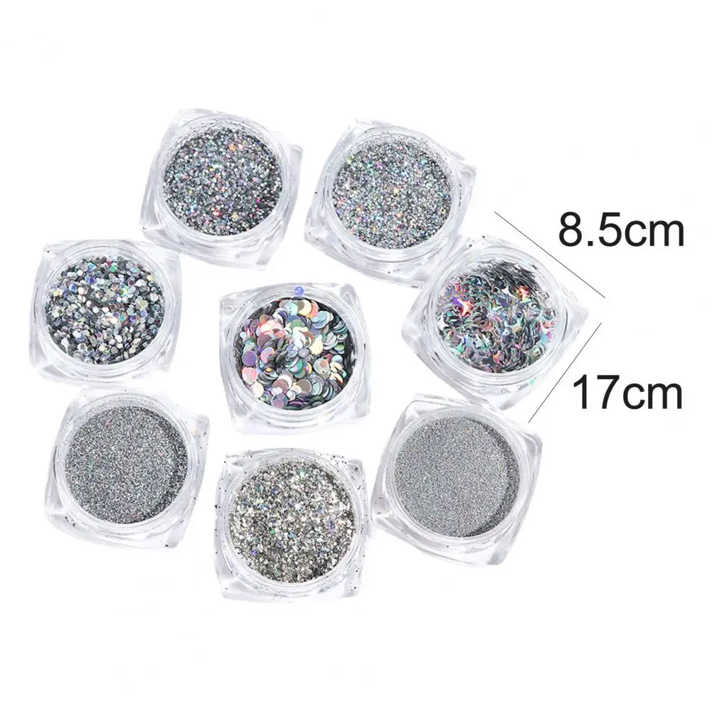 

8 Boxes Glitter Flakes Safe Glitter ABS Cosmetic Glitter Flakes Nail Powder Glitter for Beauty