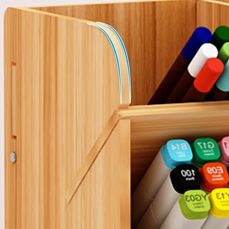 

Multifunctional Wooden 13 Grid Desktop Bracket Pen Holder Pencil Storage Box Pencil Pen Makeup Brush Jewelry Display Stand