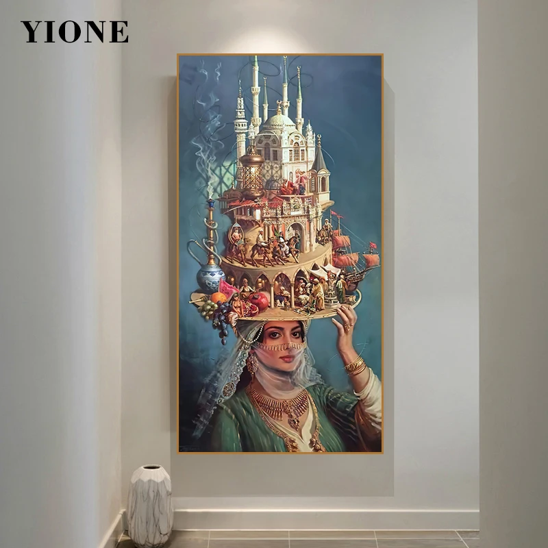 

Abstract Indian Girl Persian Princess Art Canvas Prints Custom Mans City Landscape Tray Wall Painting Home Decor Poster Picture