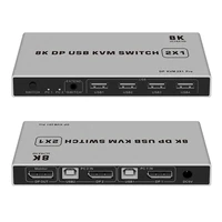dual port displayport kvm switch 8k60hz usb displayport kvm dp switcher 4kx2k60hz displayport 2 in 1 out kvm usb