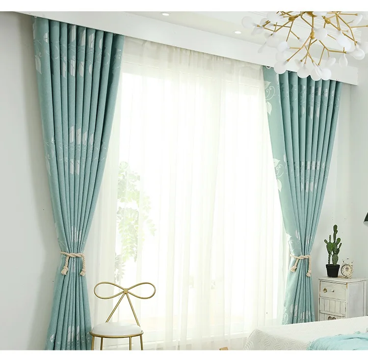 Curtains for Living Dining Room Bedroom Modern Simple Brief Silver Curtain Pure Color Knit Blackout Window Decoration Curtains