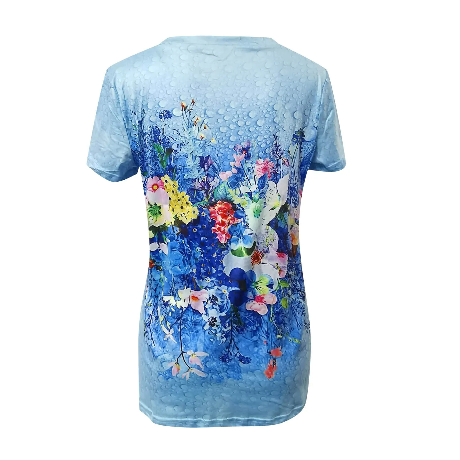

Women's Casual Floral Print Short Sleeve V-neck Shirt Blouse Loose Top