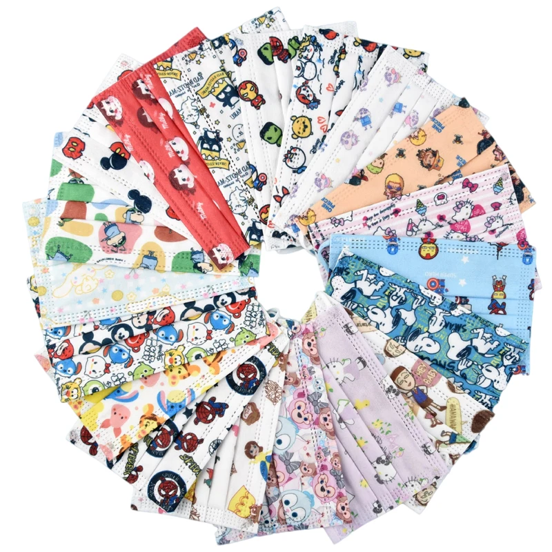 

Kawaii 10Pcs Masks Kuromi Pikachu Snoopy Non-Woven Fabric Protective Gear Disposable Breathable 3Ply Protective Gear Gifts Adult