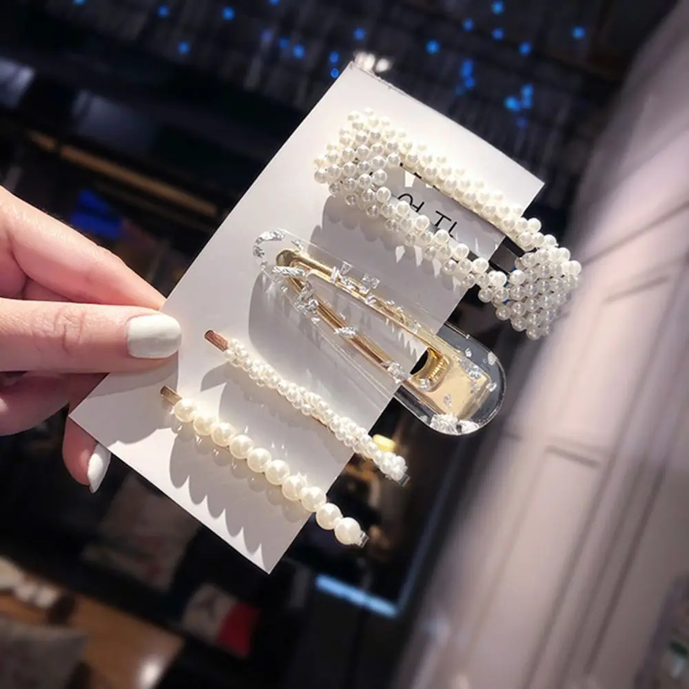 4pcs F 1 комплект, новые модные жемчужные заколки для волос для женщин и девочек, элегантные милые головные уборы, заколки для волос, заколки, повязка на голову, аксессуары для волос - Цвет: 4pcs F