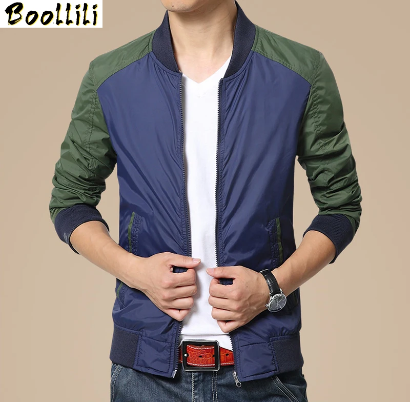 

Men Boollili Jacket Spring Autumn Thin Casual Jacket Slim Outwear Bomber Jacket Fashion Stand Collar Jaqueta Plus Size