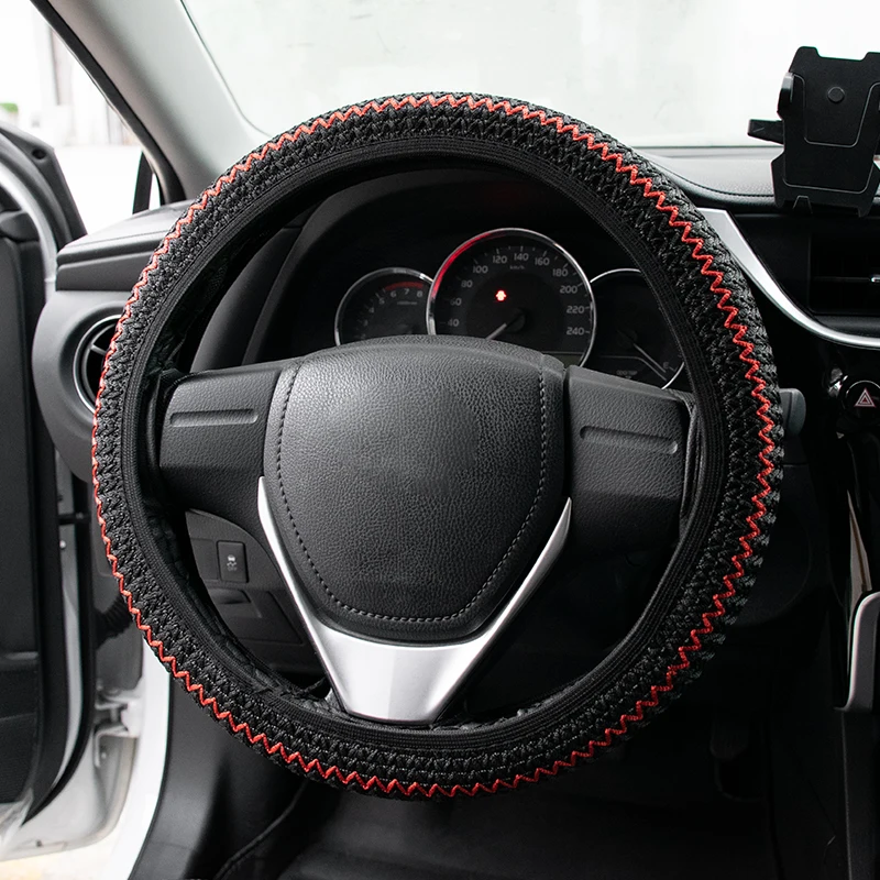 

Universal 38cm Ice Silk Cool Steering Wheel Car Steering Wheel Cover Artificial Leather Diameter Texture Soft Car Accessories