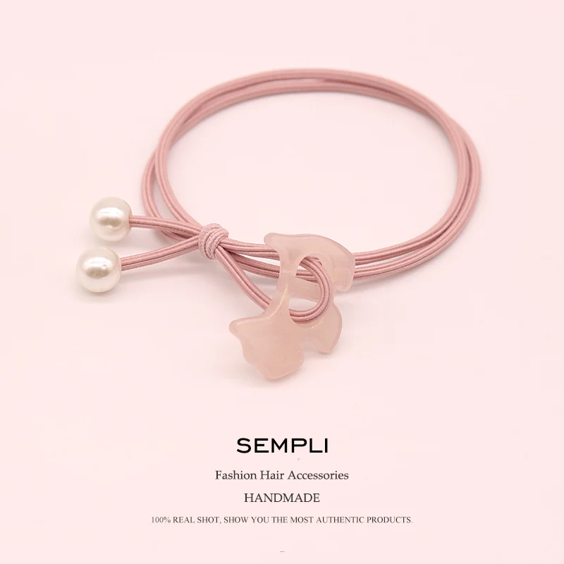 Pink Sempli нейлоновая высокая эластичность щенок собака породы Шнауцер с жемчугом для девочек Женская эластичная лента для волос Детская резинка для волос - Цвет: Pink