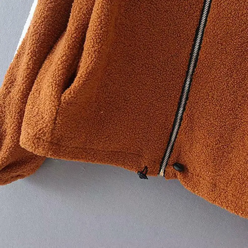 

Plush Lambskin Coat Women Winter Fluffy 2019 Fashion Solid Long Sleeve Lapel Hooded Fake Fur Coat Warm Soft Female Overcoat