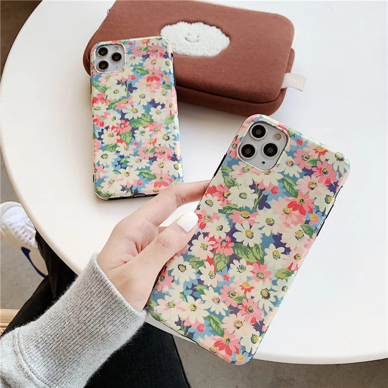 

Cute summer colors flowers Anime Phone case For iPhone 11 Pro Max XR X XS Max case silicone cover for coque iPhone 7 8 Plus Case