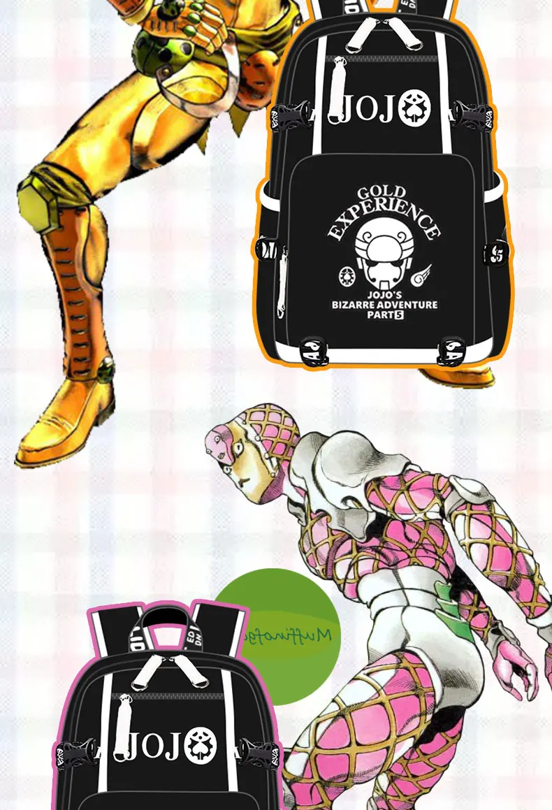 Рюкзак JoJo Adventure, рюкзак, дорожная школьная сумка, рюкзак, сумка для книг, USB порт, Черная передняя молния для мужчин, подростков, студентов