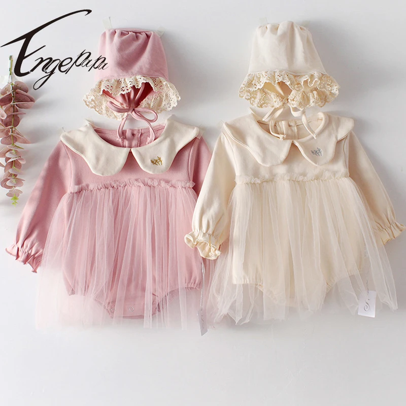 

Engepapa Doll Collar Embroidery Gauze Cotton Dress Romper Spring Autumn Newborn Baby Girls Long Sleeve Jumpsuit