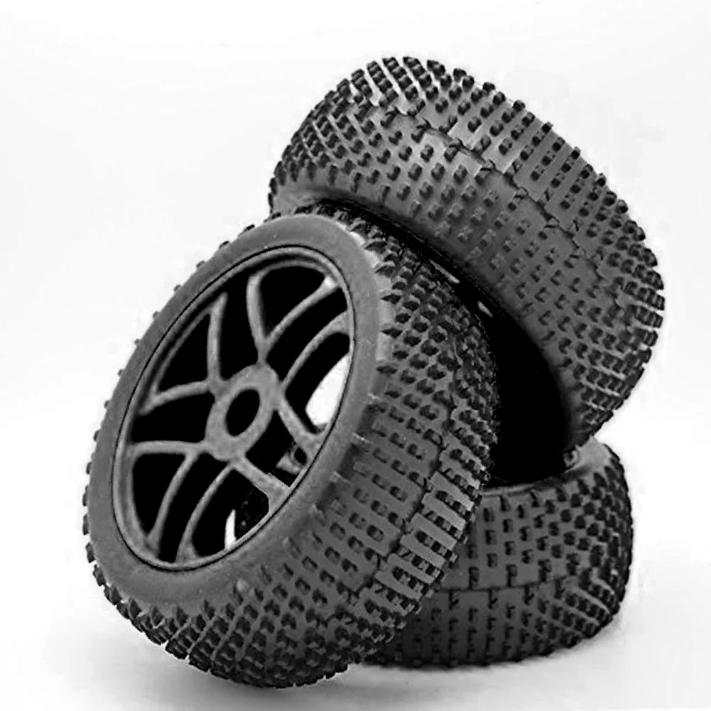 

4pcs Durable 17mm Rubber Wheel Black Hub Solid Universal Hex Adapter Tyre Tires For RC 1/8 Off-Road Car