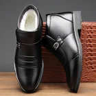 Мужские ботинки из 100% натуральной кожи, Черные ботильоны с теплым плюшем для холодной зимы, 899