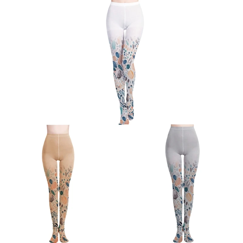 

Women Colorful Starry Sky Printed Pantyhose Harajuku Gradient Patterned Skinny Leggings Kawaii Jacquard Tattoo Footed Tights