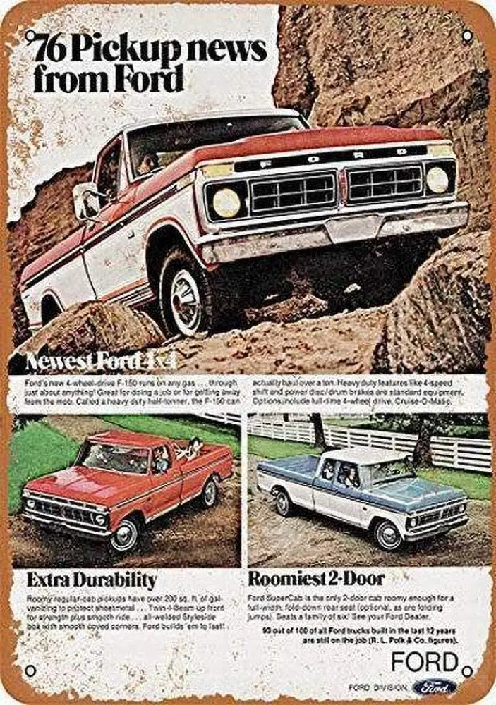 

Не 1976 пикапов Ford, грузовиков, жестяная фототабличка, предупреПредупреждение ющие знаки, железная подвесная декорация для стен