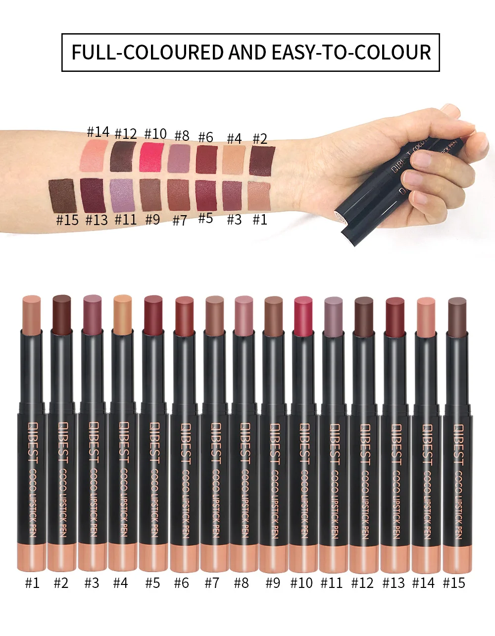 Бархатная матовая губная помада 15 цветов стойкая водостойкая не выцветает