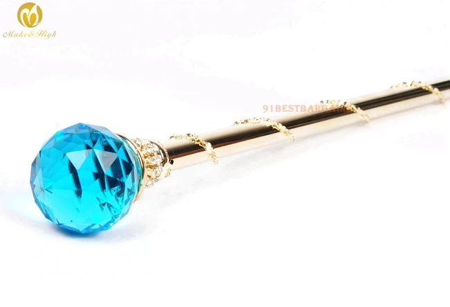 

Medieval King Queen Scepters Wand Silver Clear Crystal Ball Magic Wand Pageant Party Costumes Fancy Dress Up Accessories Prop