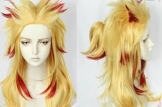 Аниме демон убийца: Kimetsu no Yaiba Rengoku Kyoujurou парик косплей костюм - Цвет: wigs