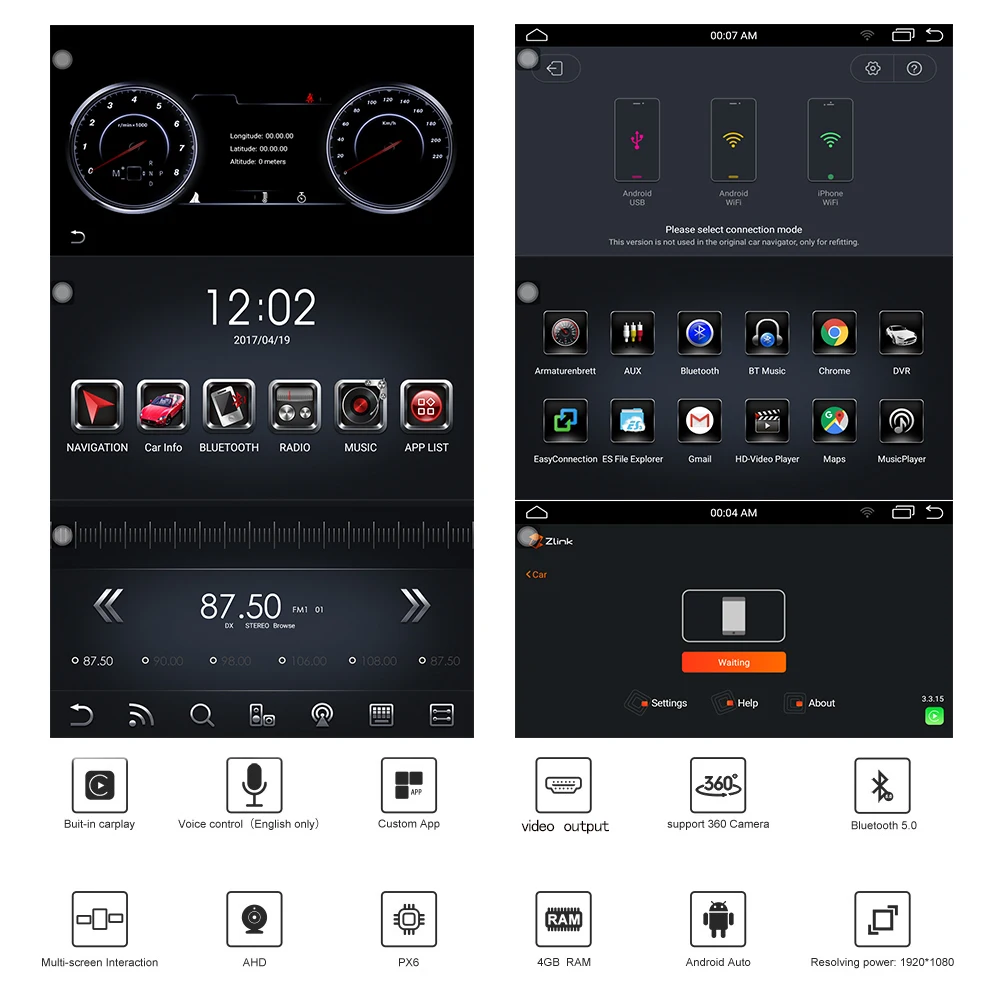 AuCAR " Android 8,1 DIN Автомобильный мультимедийный Радио стерео для Maserati GT/GC GranTurismo 2007- gps навигация автомобильный dvd-плеер