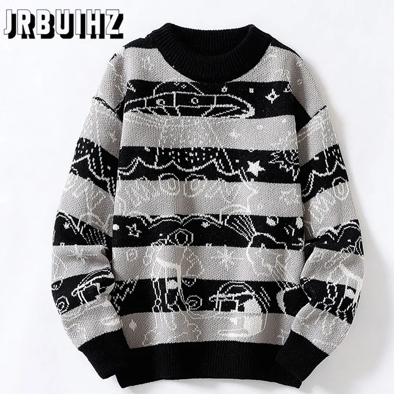 

Мужской свитер с круглым вырезом, с длинным рукавом