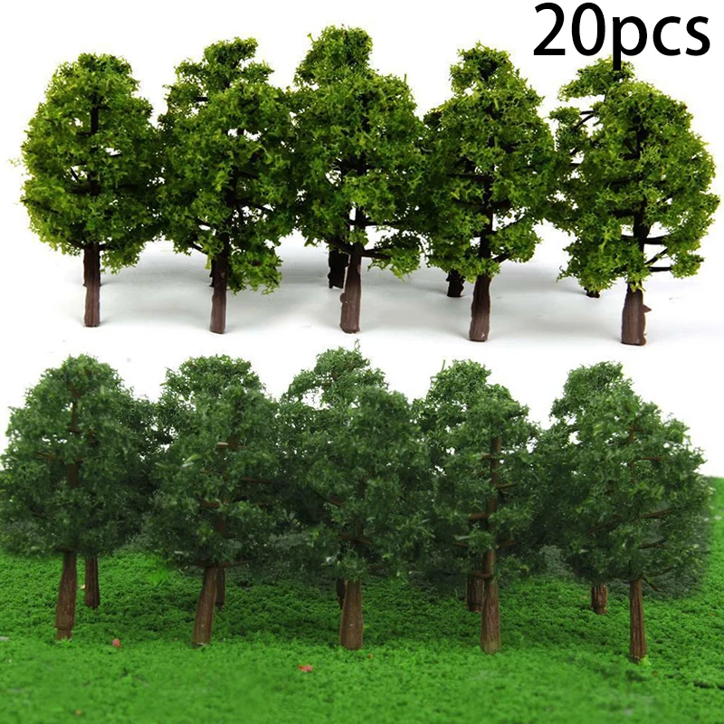 

20pcs 8CM Mini Model Trees Micro Landscape Decor Train Layout Accessories DIY Plastic Artificial Miniature Accessories Toys