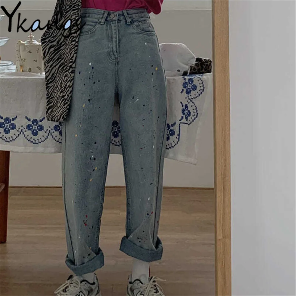 

Multicolor Splash Ink Desigual Loose Wide Leg Jeans Korean Clean Hip Hop Women Denim Pants Streetwear Aesthetic Girl Trousers