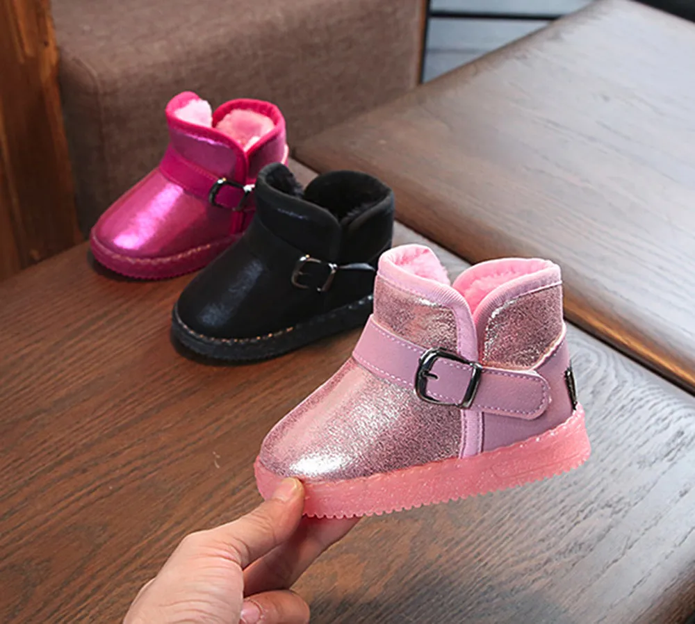 Детские зимние ботинки обувь для маленьких девочек и мальчиков со
