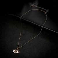 necklace chain pendant rhinestones gift jewelry gold color eye crystal evil sweater lb